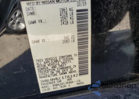 2020 Nissan Altima S из США, поврежденный, VIN 1N4BL4BV8LC176142